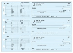 Customized manual tear-off checks with pay stub on left