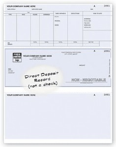 Direct deposit payroll advice for laser printer