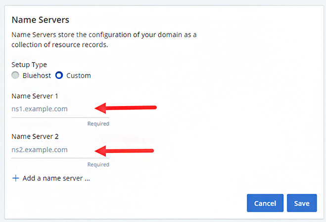 Enter DNS values for your website