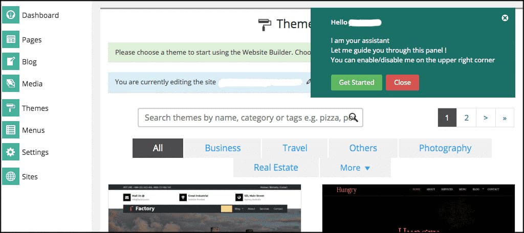 Screenshot of GreenGeeks drag-and-drop SitePad site builder