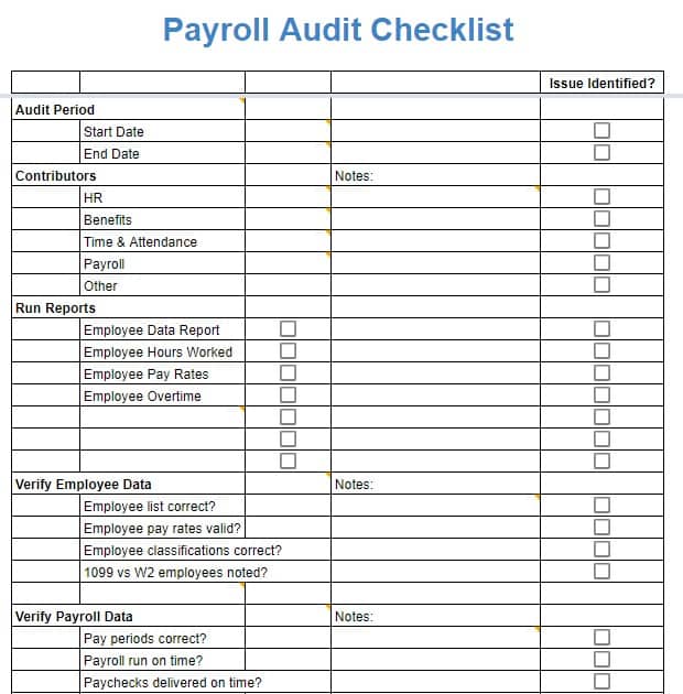 Payroll Audit Checklist