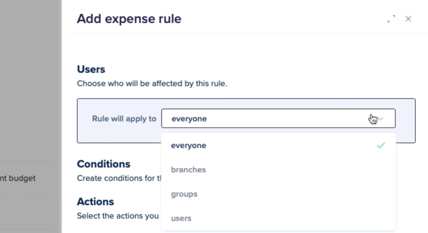 Adding Expense rule page in Rydoo.