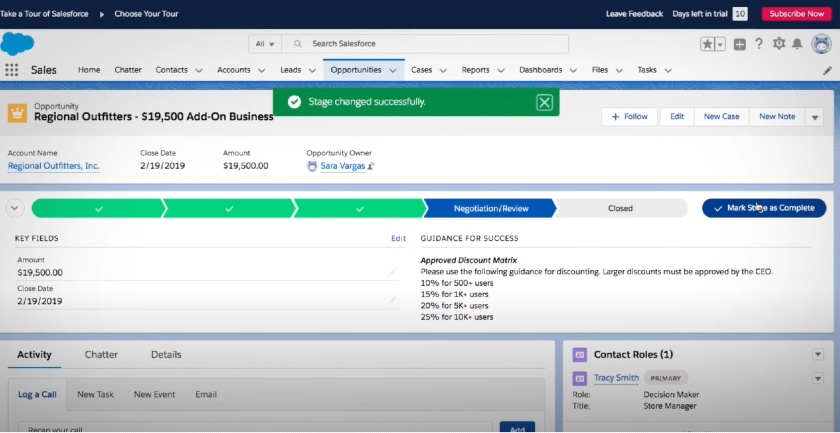 Salesforce Essentials opportunity management dashboard