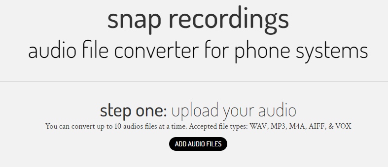 Snap Recordings audio file converter for phone systems.