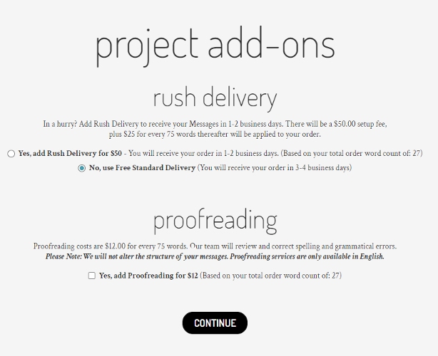 Snap Recordings project add-ons rush delivery and proofreading.
