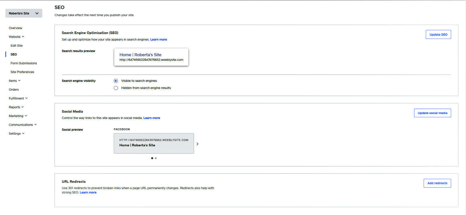 Screenshot of Weebkly built-in SEO