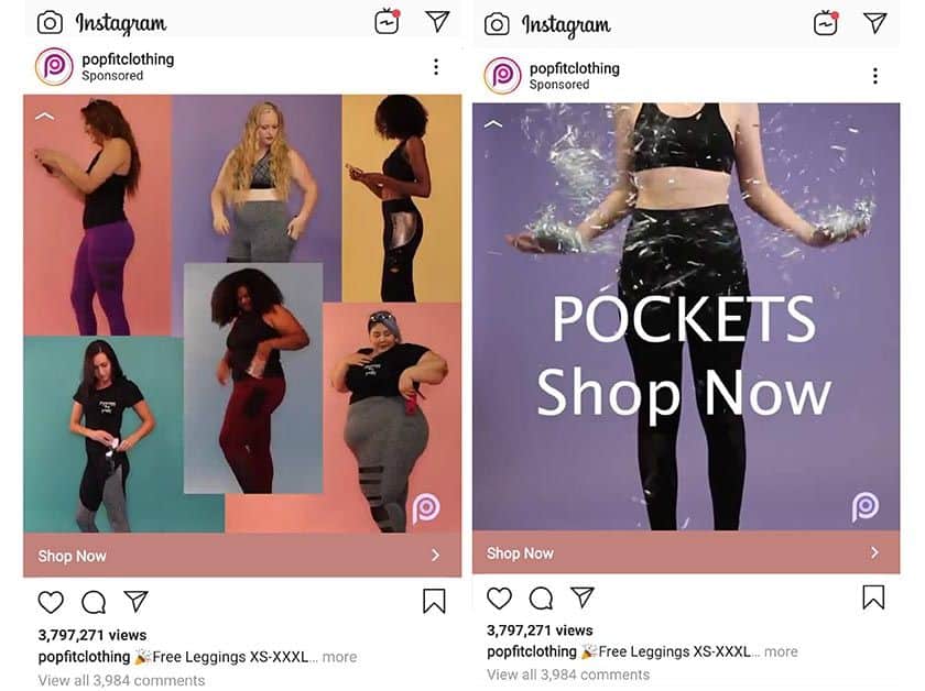 Screenshot of Instagram Product Ads