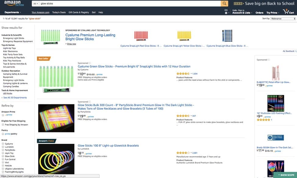 Screenshot of Marketplace Listing on Amazon