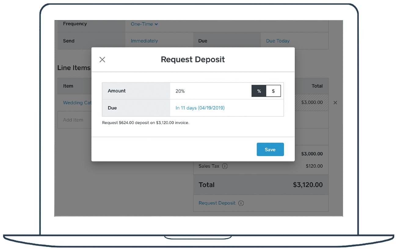 Screenshot of Square Request Deposit