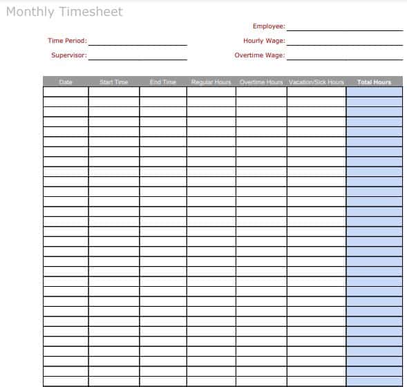 Free Printable Timesheet Templates Excel Word PDF Lupon gov ph