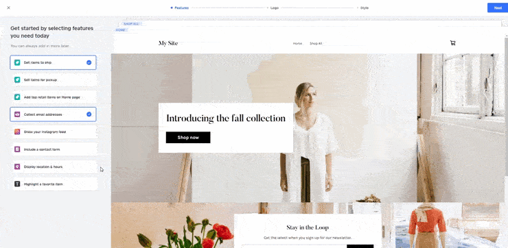 Weebly’s Square editor gif