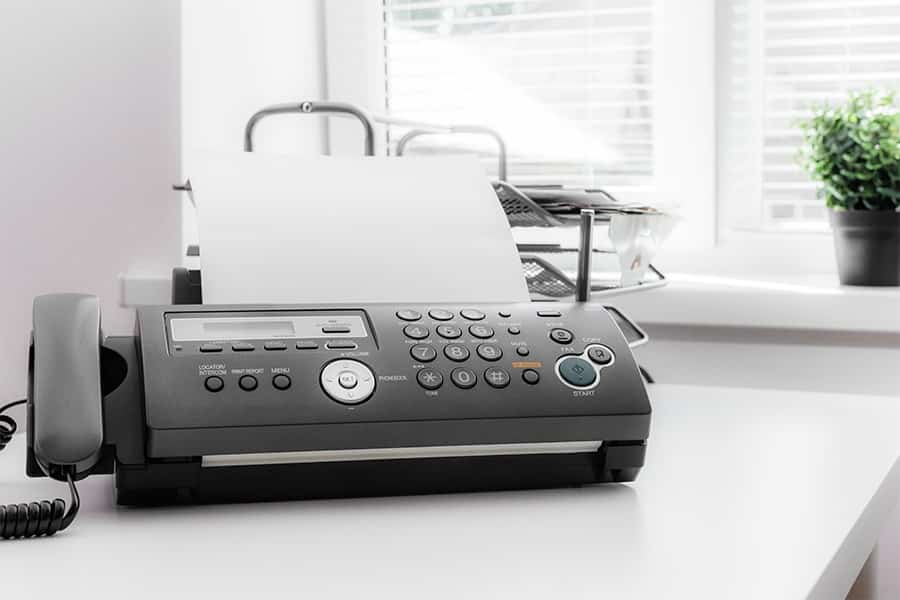 Fax machine in the office.