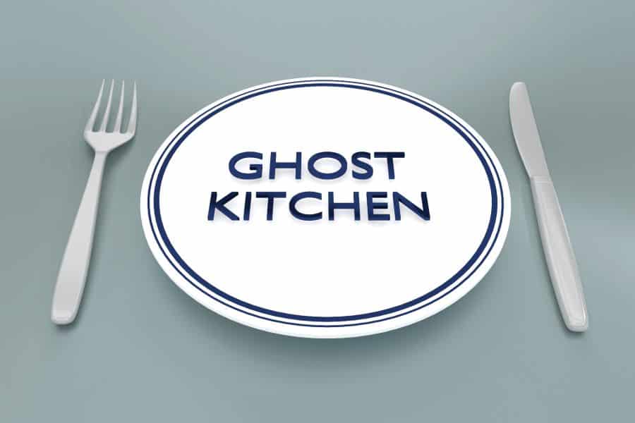Plate and Utensils with Ghost Kitchen Written