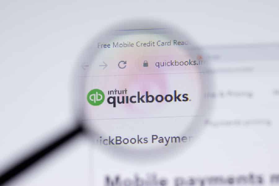 Intuit Quickbooks logo close up on website page