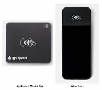Showing Lightspeed mobile tap and WisePOS E.