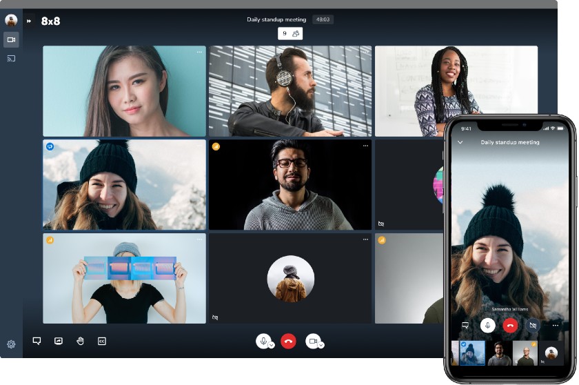 8x8 Video Conference on desktop and mobile Interface
