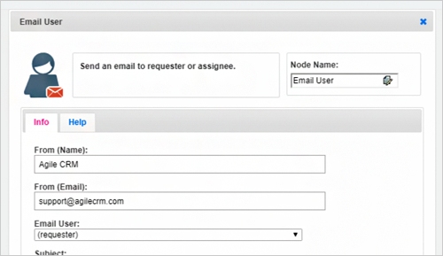 Agile CRM auto-routes new tickets to specific agents