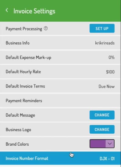 Screenshot of Hurdlr Personalizing Invoice
