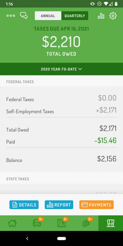 Screenshot of Hurdlr Taxes Dashboard