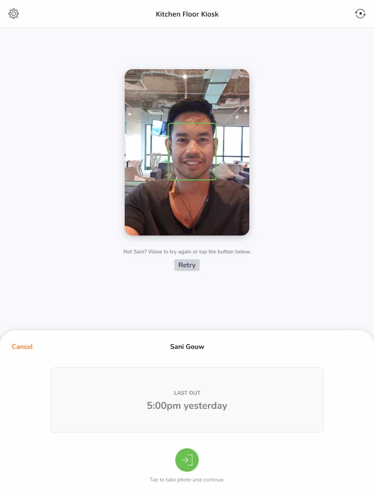 Screenshot of Jibble facial recognition