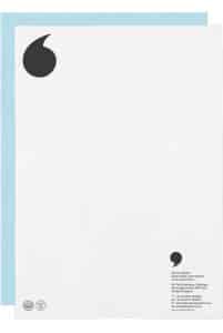 A letterhead from a bookstore featuring a quotation mark as an accent.