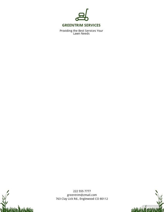 Screenshot of Gardening and Landscaping Letterhead Example