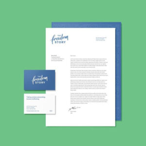 A letterhead for a nonprofit organization with a handwritten logo as the design's focal point.