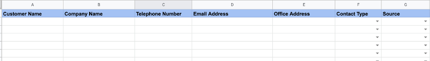 Naming CRM spreadsheet column headings efficiently.