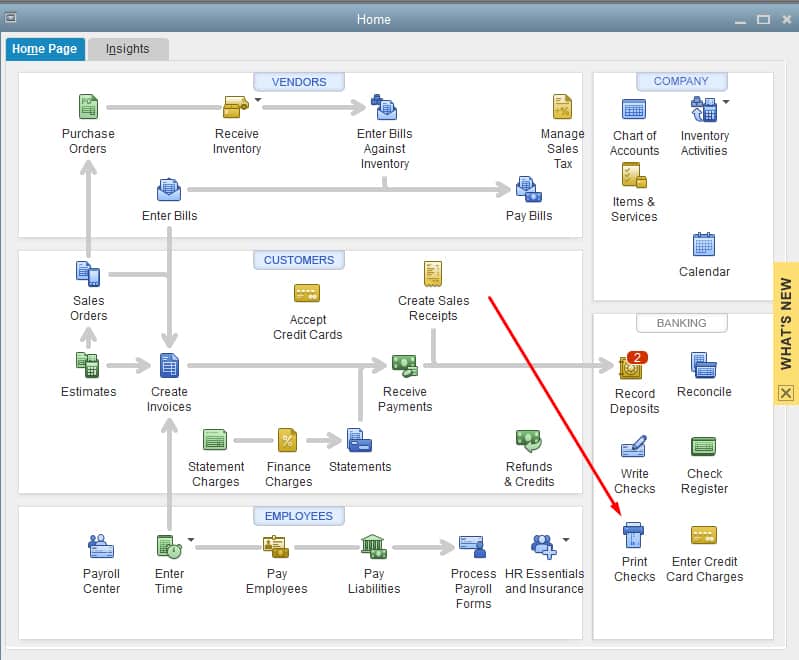 Captura de pantalla de QuickBooks Desktop Accediendo a Cheques