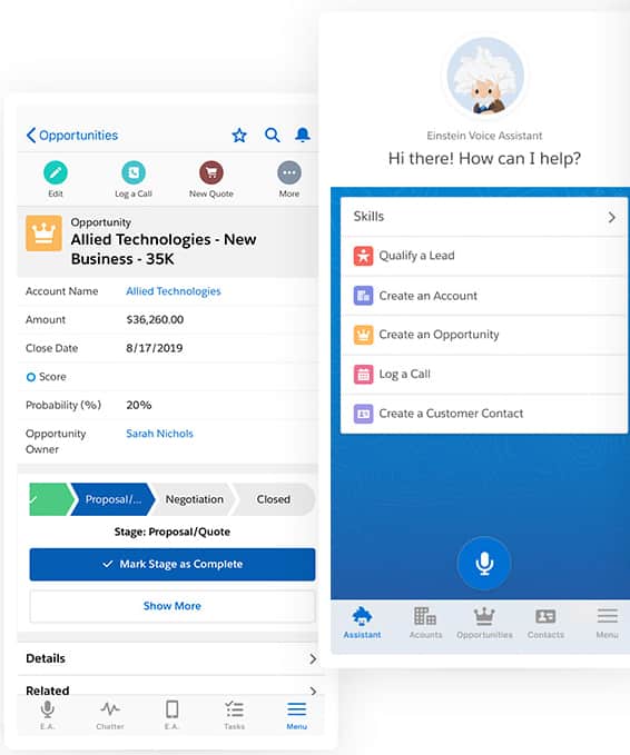 Screenshot of Salesforce mobile CRM app