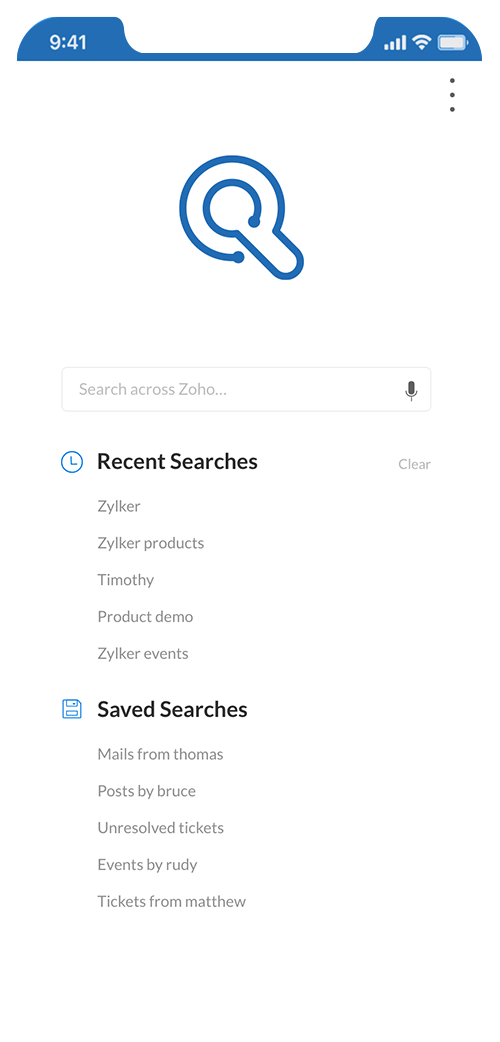 Zoho AI Zia Questions Page in Mobile