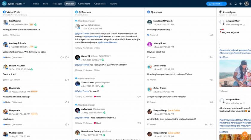 Screenshot of Zoho Social Media Monitoring