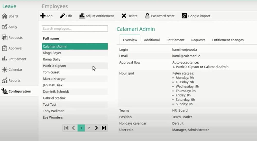 Screenshot of Calamari Admin