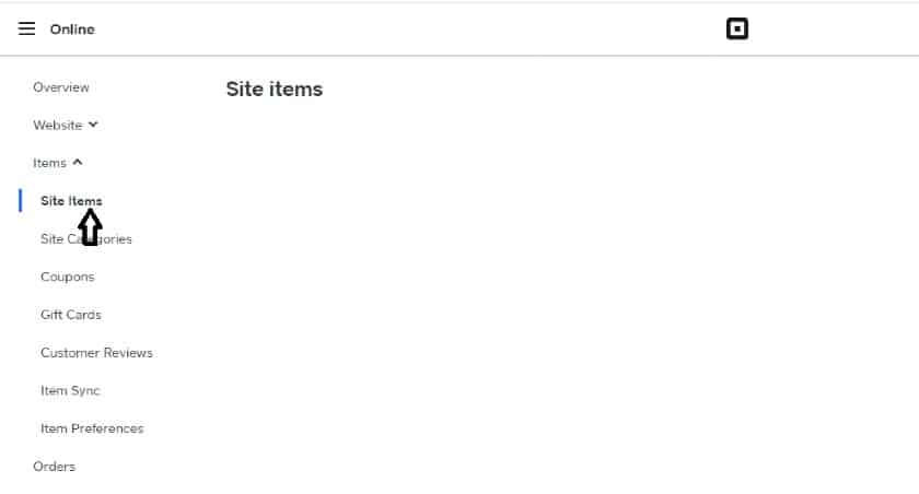 Screenshot of Square Adding Site Items