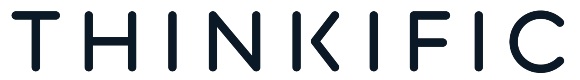 Thinkific logo that links to the Thinkific homepage in a new tab.