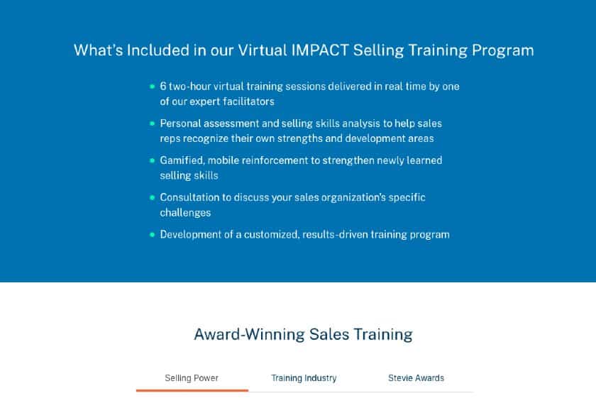 Breakdown of Virtual IMPACT Selling Training Program