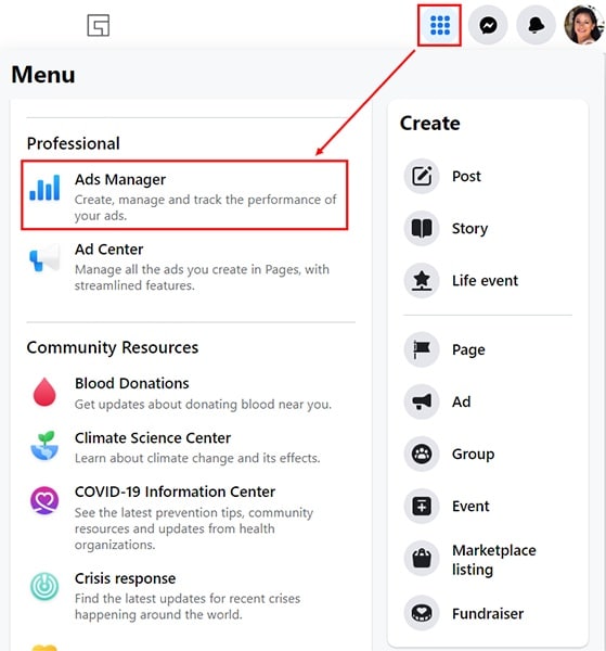 Facebook Ads manager