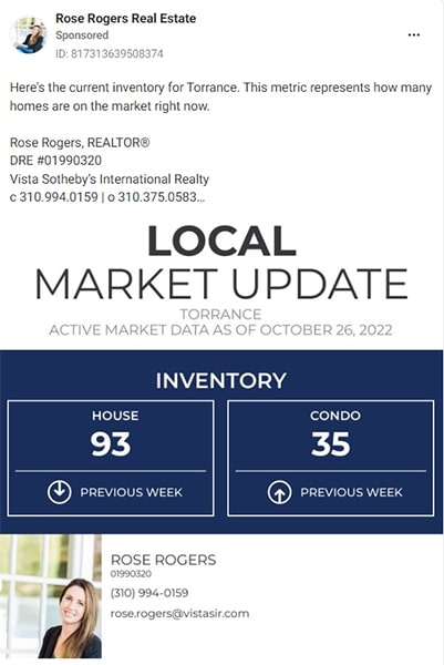 Real estate Facebook example with a local market update.