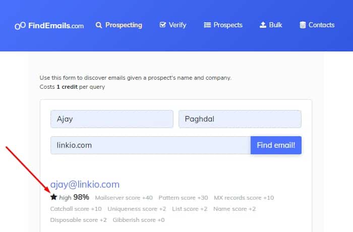 FindEmails.com Email Search Tool Form