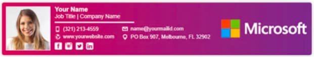 Footer-style email signature with bright background