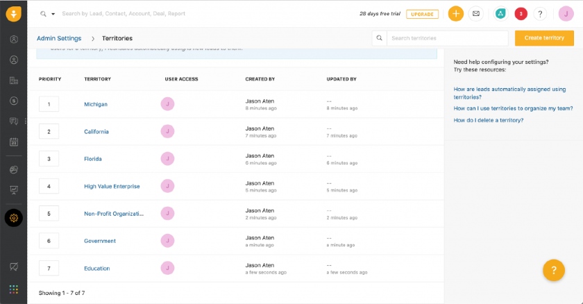 Freshsales location segmentation of users contacts