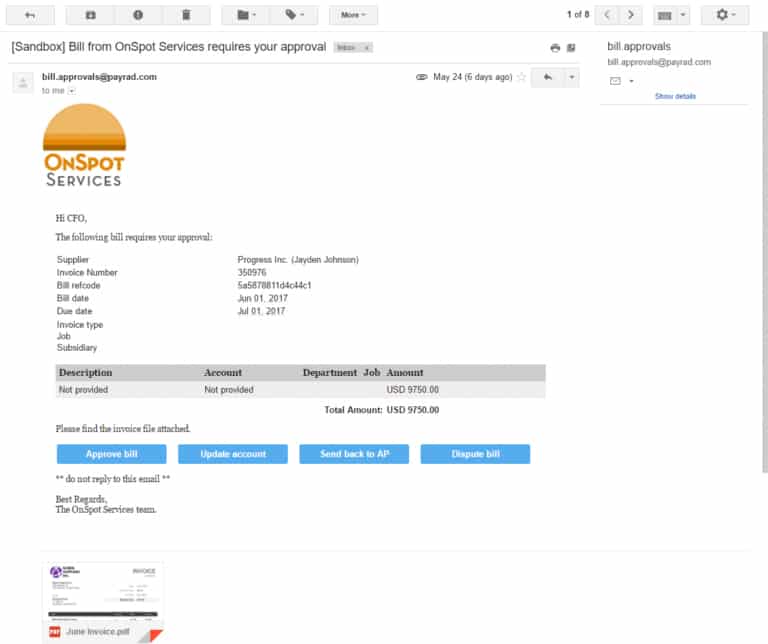 Screenshot of Grasshopper invoice management Example