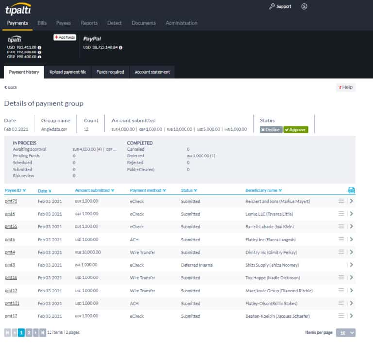 Screenshot of Grasshopper payment reconciliation