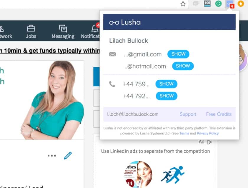 Lusha LinkedIn Extension