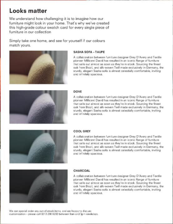 Screenshot of Moo Store Catalog Flyer sample