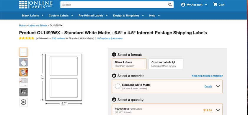 Blank Labels & Custom Printed Online Labels