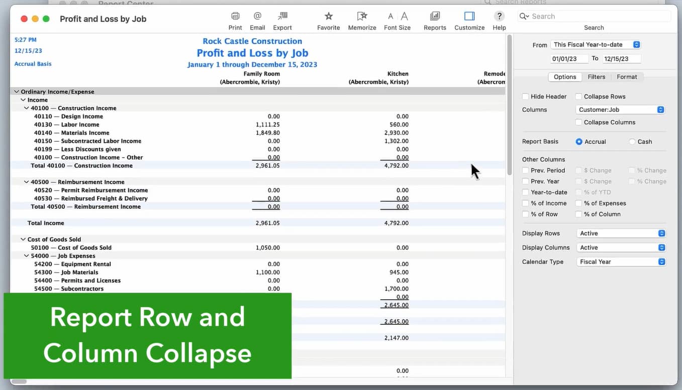 QuickBooks for Mac Reporting Features.