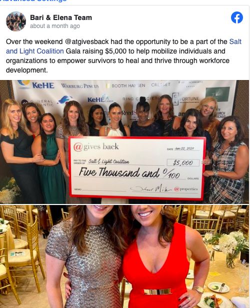 Real Estate Agent Facebook post from Bari and Elena Team