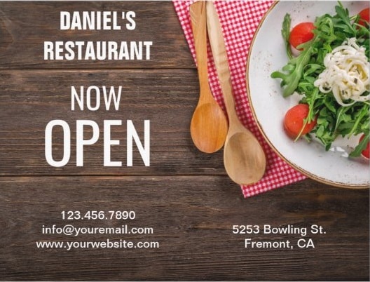 Restaurant Opening Direct Mail Postcard