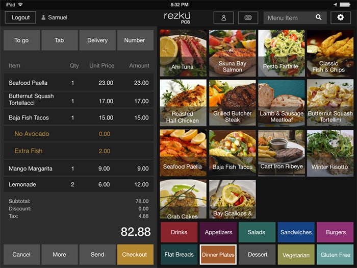 Screenshot of Rezku image-based order screens